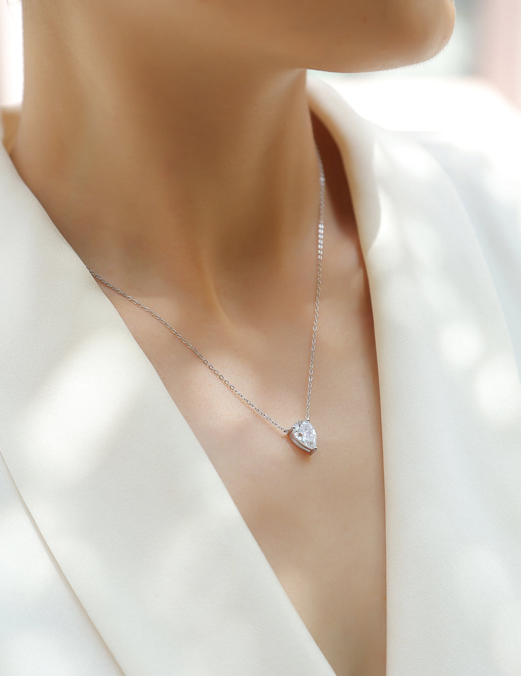 1Water Drop - Fashionable Jewelry Pendant Set With Moissanite S925 Sterling Silver And Platinum-plated Diamond, Moissanite Silver Jewelry Prohibit Tk Sales