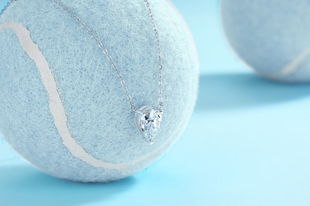 1Water Drop - Fashionable Jewelry Pendant Set With Moissanite S925 Sterling Silver And Platinum-plated Diamond, Moissanite Silver Jewelry Prohibit Tk Sales