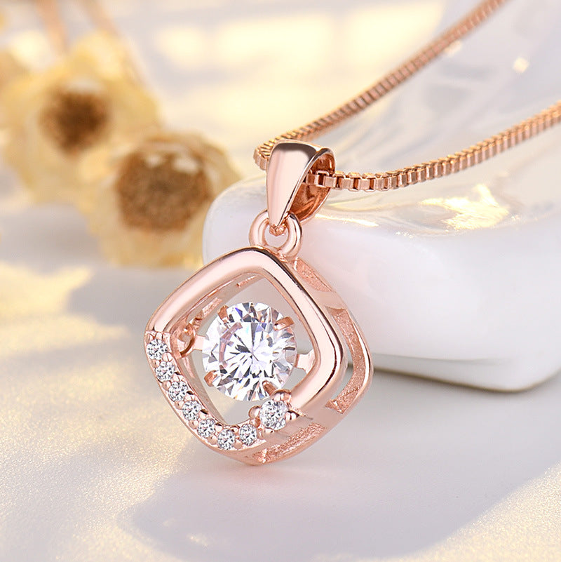Square Dynamic Necklace For Women Light Luxury Niche Design
