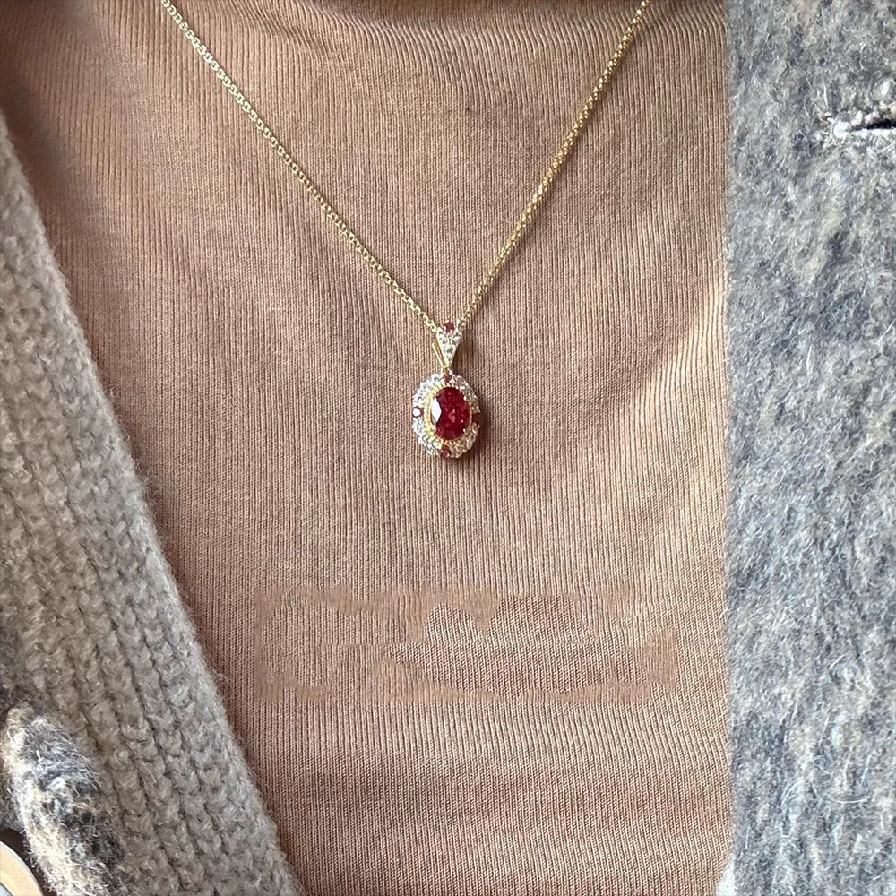 Blood Ruby Pendant Luxury Red Corundum Necklace
