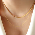 French-style Minimalist Luxury Geometric Statement Double-Strand Blade Chain Titanium Steel Necklace
