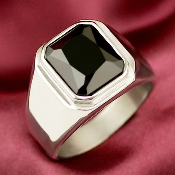 Men's Square Alloy Zircon Ring