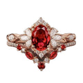 Electroplated Rose Gold Ring Set With Red Gemstones
