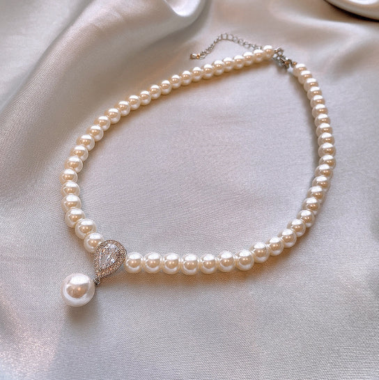 18k Solid Gold Plated Pearl Necklace For Women