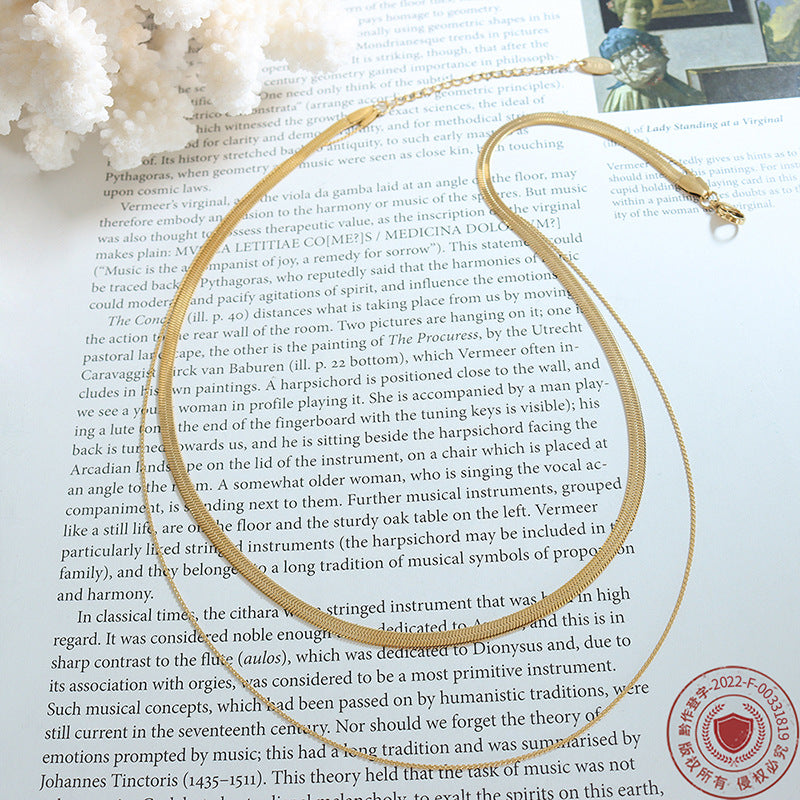 French-style Minimalist Luxury Geometric Statement Double-Strand Blade Chain Titanium Steel Necklace