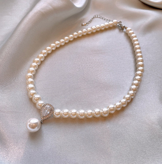18k Solid Gold Plated Pearl Necklace For Women