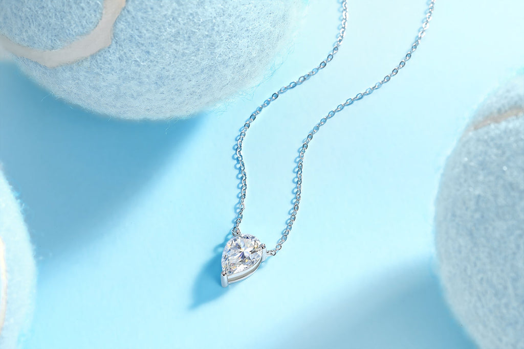 1Water Drop - Fashionable Jewelry Pendant Set With Moissanite S925 Sterling Silver And Platinum-plated Diamond, Moissanite Silver Jewelry Prohibit Tk Sales