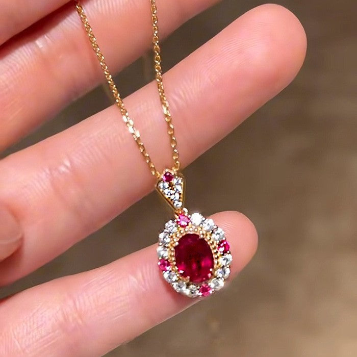 Blood Ruby Pendant Luxury Red Corundum Necklace
