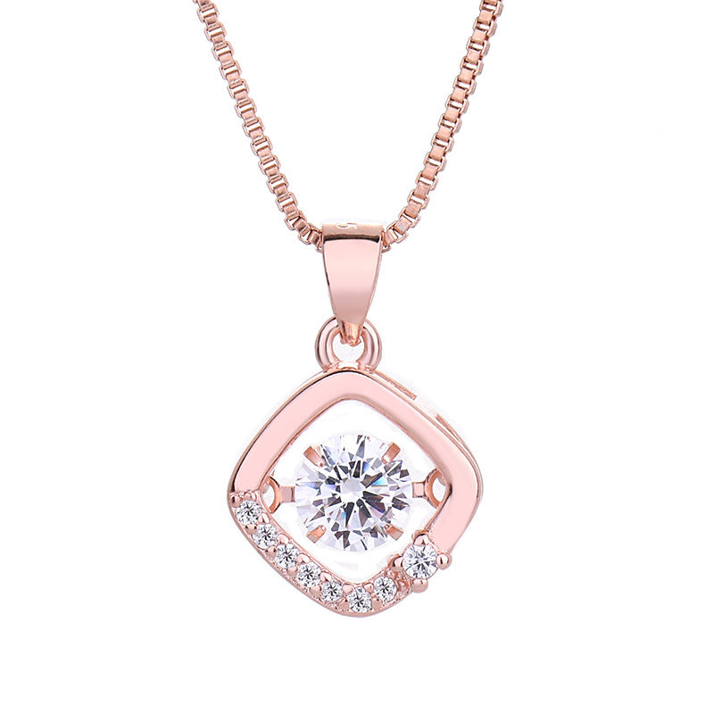 Square Dynamic Necklace For Women Light Luxury Niche Design