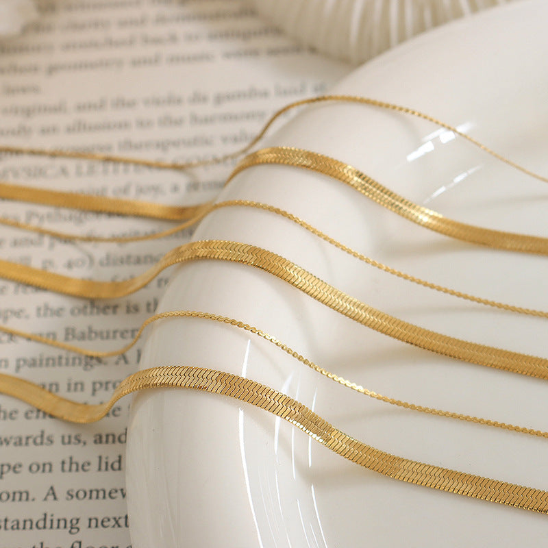 French-style Minimalist Luxury Geometric Statement Double-Strand Blade Chain Titanium Steel Necklace